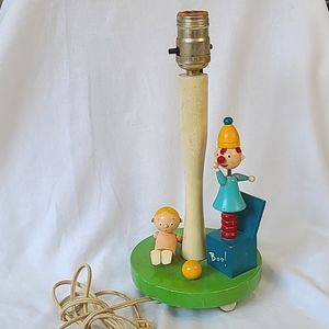 Vintage Painted Wood Children's Lamp